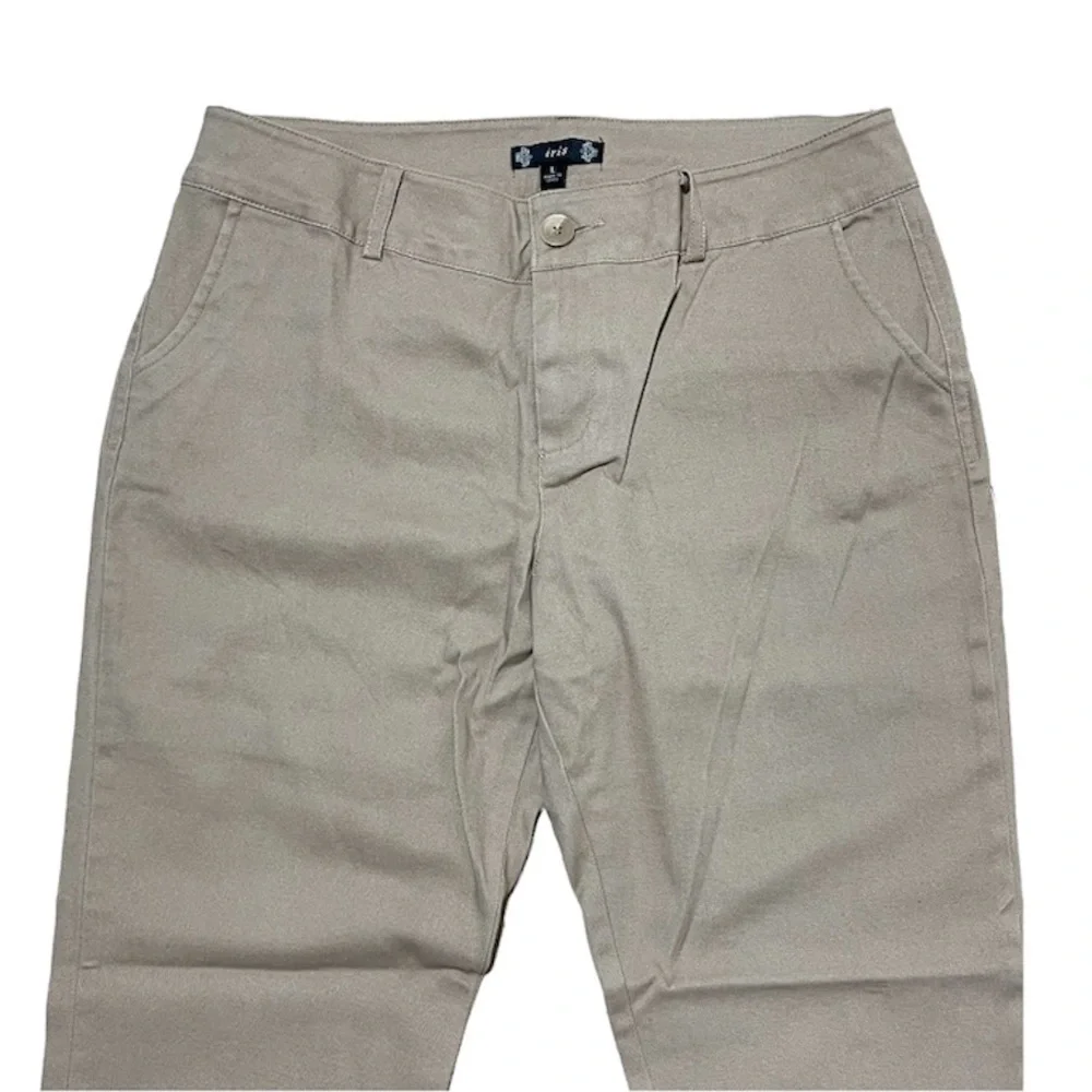 Iris kakhi Chino Cuffed Women Pants Size L crop - Picture 2 of 10